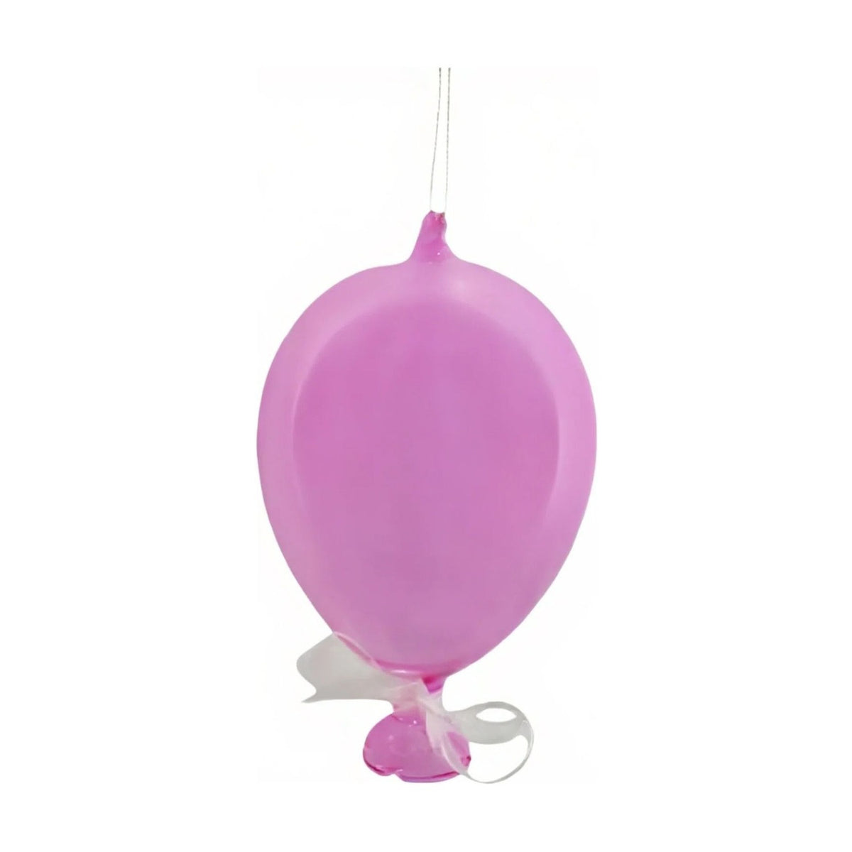 Glass Balloon Hanging Ornament with Ribbon Bow 20.5cm - Pink