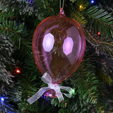 Glass Balloon Hanging Ornament with Ribbon Bow 20.5cm - Pink