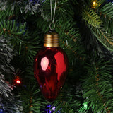 Glass Light Bulb Hanging Ornament with Gold Cap 12cm - Red