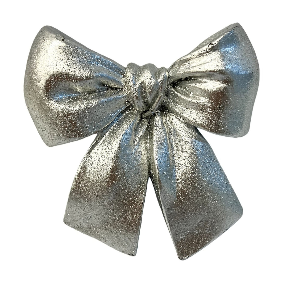 Metallic Knotted Bow Candle with Centre Wick 10cm - Silver