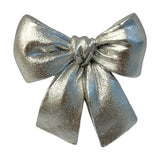 Metallic Knotted Bow Candle with Centre Wick 10cm - Silver