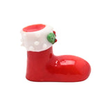 Christmas Holly Boot Miniature Glass Figurine - Red & White