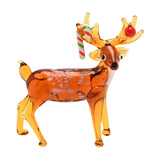Miniature Glass Reindeer Figurine with Candy Cane - Orange