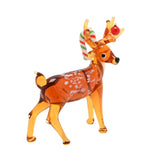 Miniature Glass Reindeer Figurine with Candy Cane - Orange