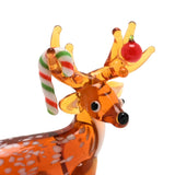 Miniature Glass Reindeer Figurine with Candy Cane - Orange