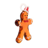 Santa Hat Gingerbread Man Miniature Glass Figurine - Orange