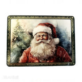 Set of 4 Santa & Snowman Cork Backed Wood Placemats - Green & Red