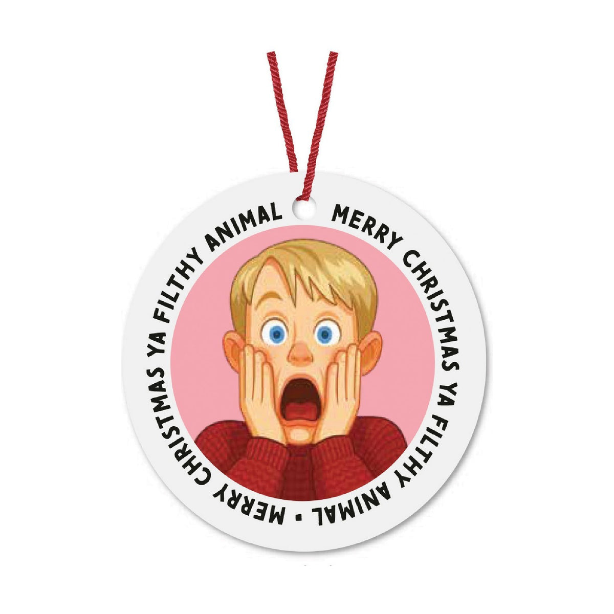 Merry Christmas Ya Filthy Animal Ceramic Ornament 7.3cm - Pink
