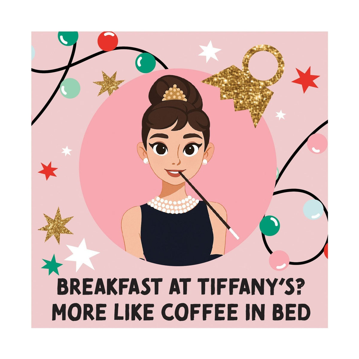 Icons Coffee in Bed Square Ceramic Coaster with Window Box - Pink