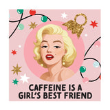 Caffeine Is A Girl's Best Friend Square Ceramic Coaster - Pink