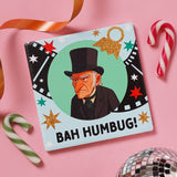 Bah Humbug Square Ceramic Christmas Coaster in Window Box
