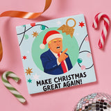 Make Christmas Great Again Square Ceramic Coaster - Light Blue