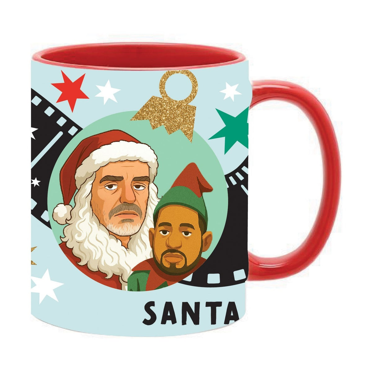 Icons Santa Needs a Drink Starry Stoneware Mug 11oz - Blue