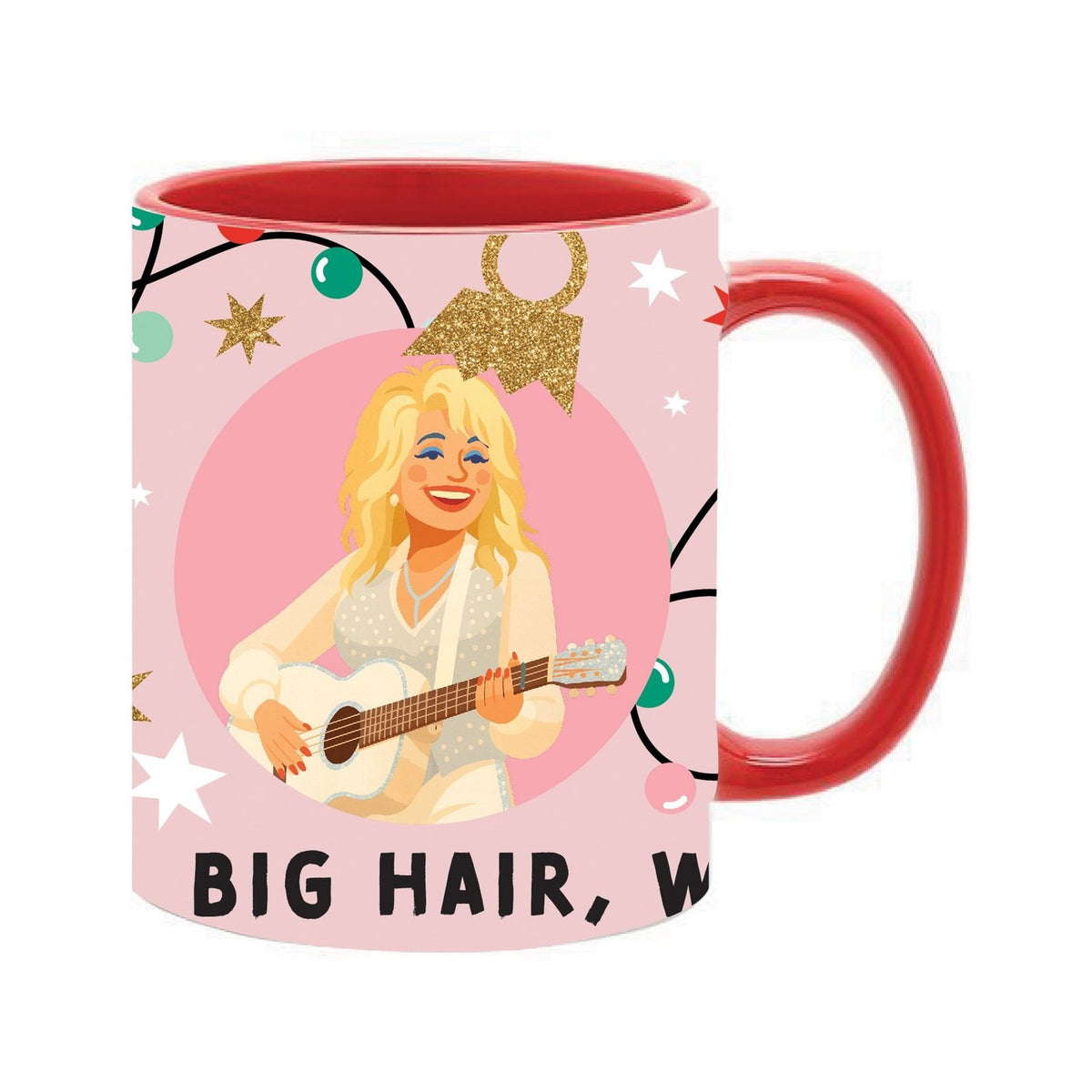 Big Hair, Warm Heart, Hot Tea 11oz Stoneware Mug - Pink