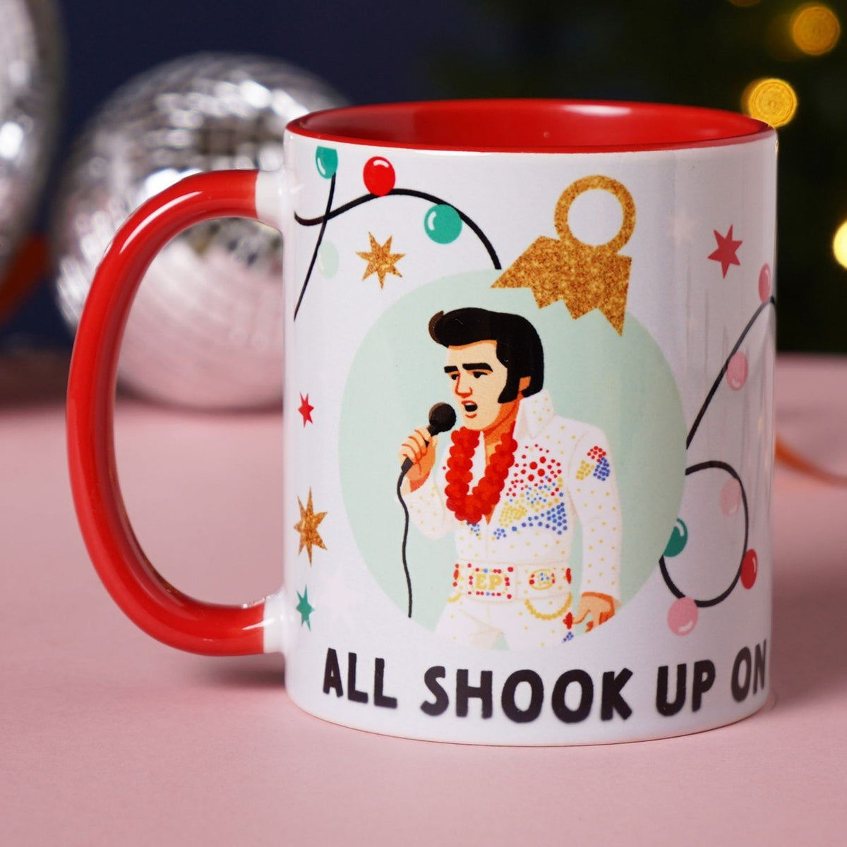 All Shook Up on Caffeine & Cheer Stoneware Mug 11oz - White