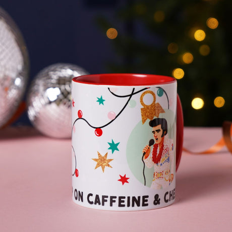 All Shook Up on Caffeine & Cheer Stoneware Mug 11oz - White