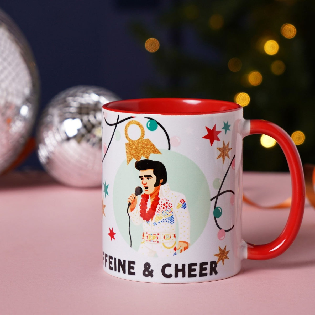All Shook Up on Caffeine & Cheer Stoneware Mug 11oz - White