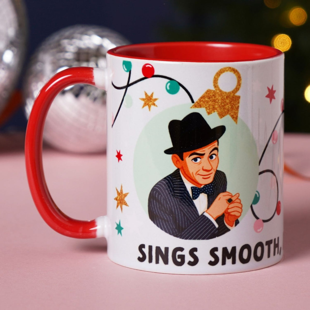 Icons Smooth Drinks Stoneware Mug 11oz with Red Handle - White