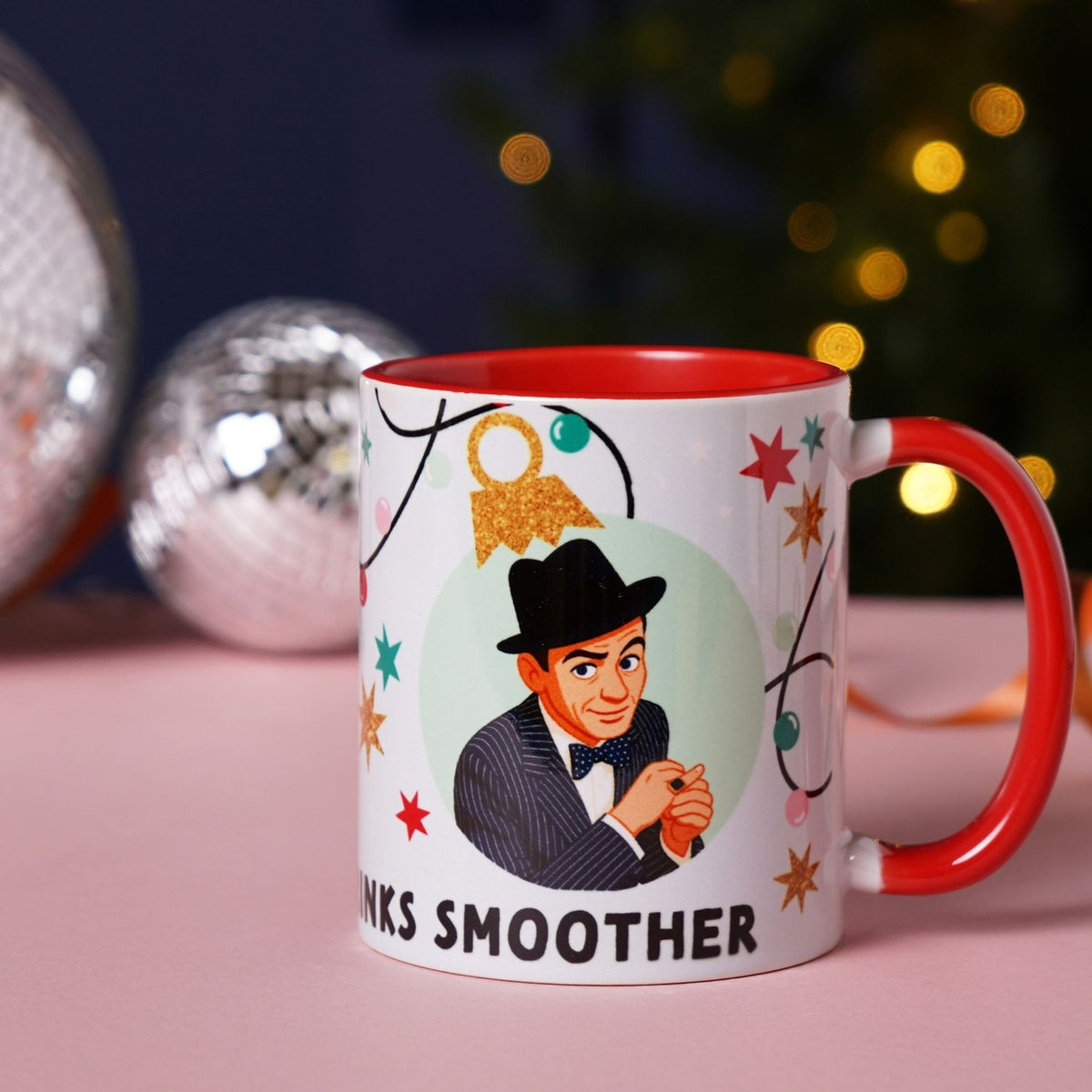 Icons Smooth Drinks Stoneware Mug 11oz with Red Handle - White