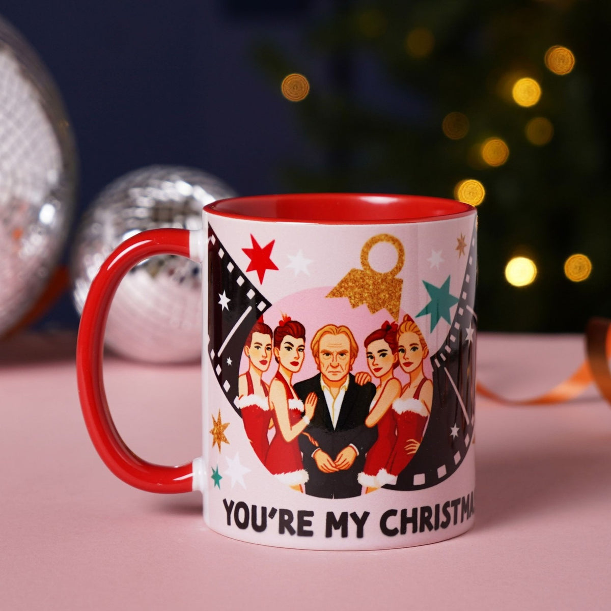 Icons Christmas No.1 Glossy Stoneware Mug 11oz - Red & White
