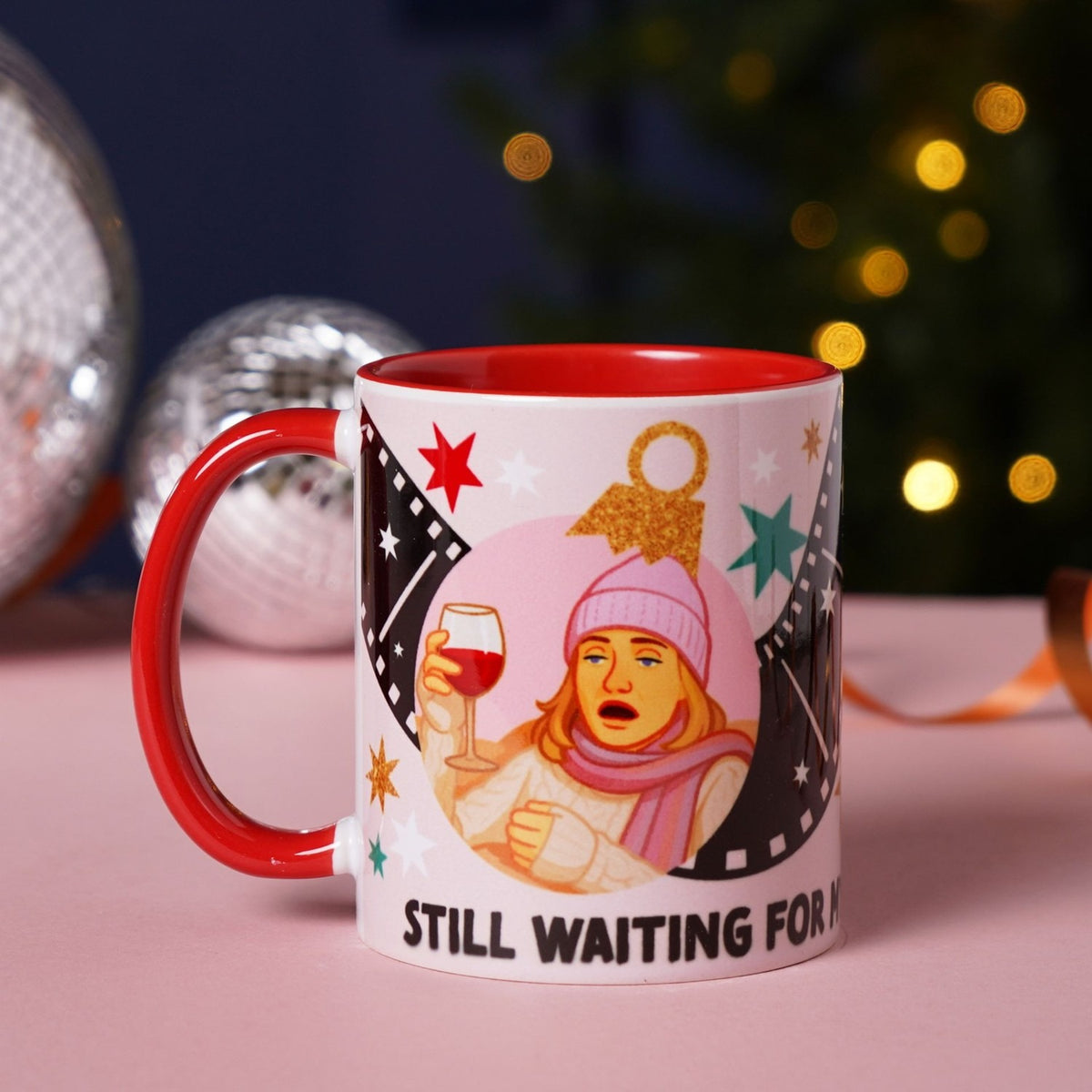 Cottage Swap Film Strip and Stars 11oz Stoneware Mug - Red