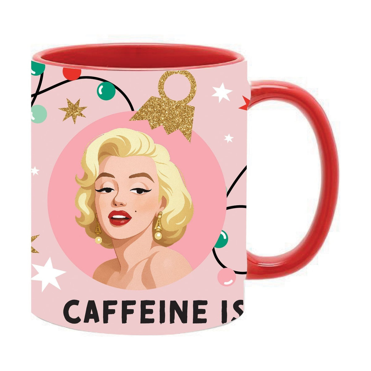 Icons Caffeine Is A Girl's Best Friend Stoneware Mug 11oz - Red