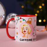 Icons Caffeine Is A Girl's Best Friend Stoneware Mug 11oz - Red