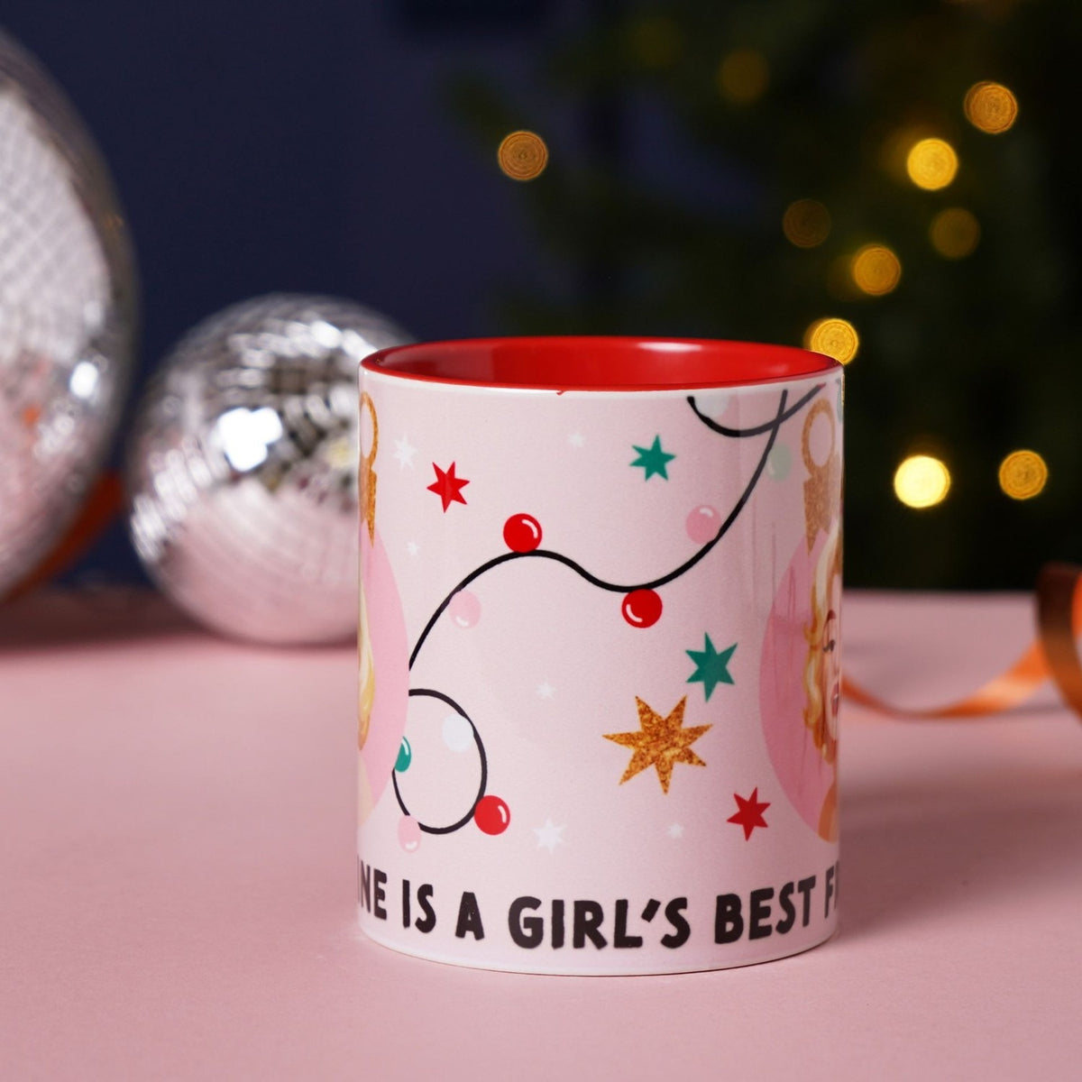 Icons Caffeine Is A Girl's Best Friend Stoneware Mug 11oz - Red