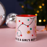 Icons Caffeine Is A Girl's Best Friend Stoneware Mug 11oz - Red