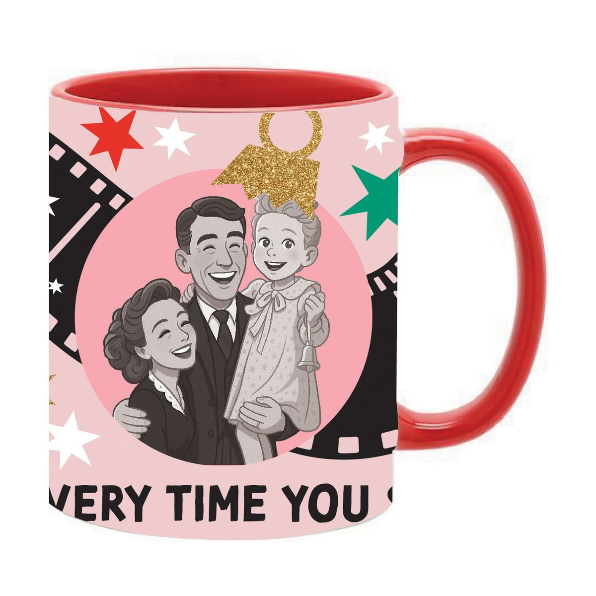 Angel Gets It's Wings Retro Stoneware Mug 11oz - Pink & Red
