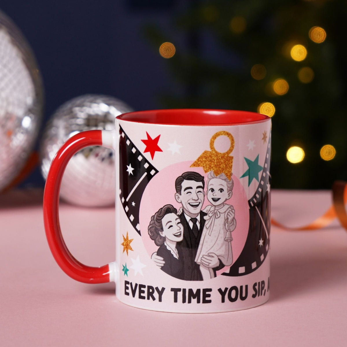 Angel Gets It's Wings Retro Stoneware Mug 11oz - Pink & Red