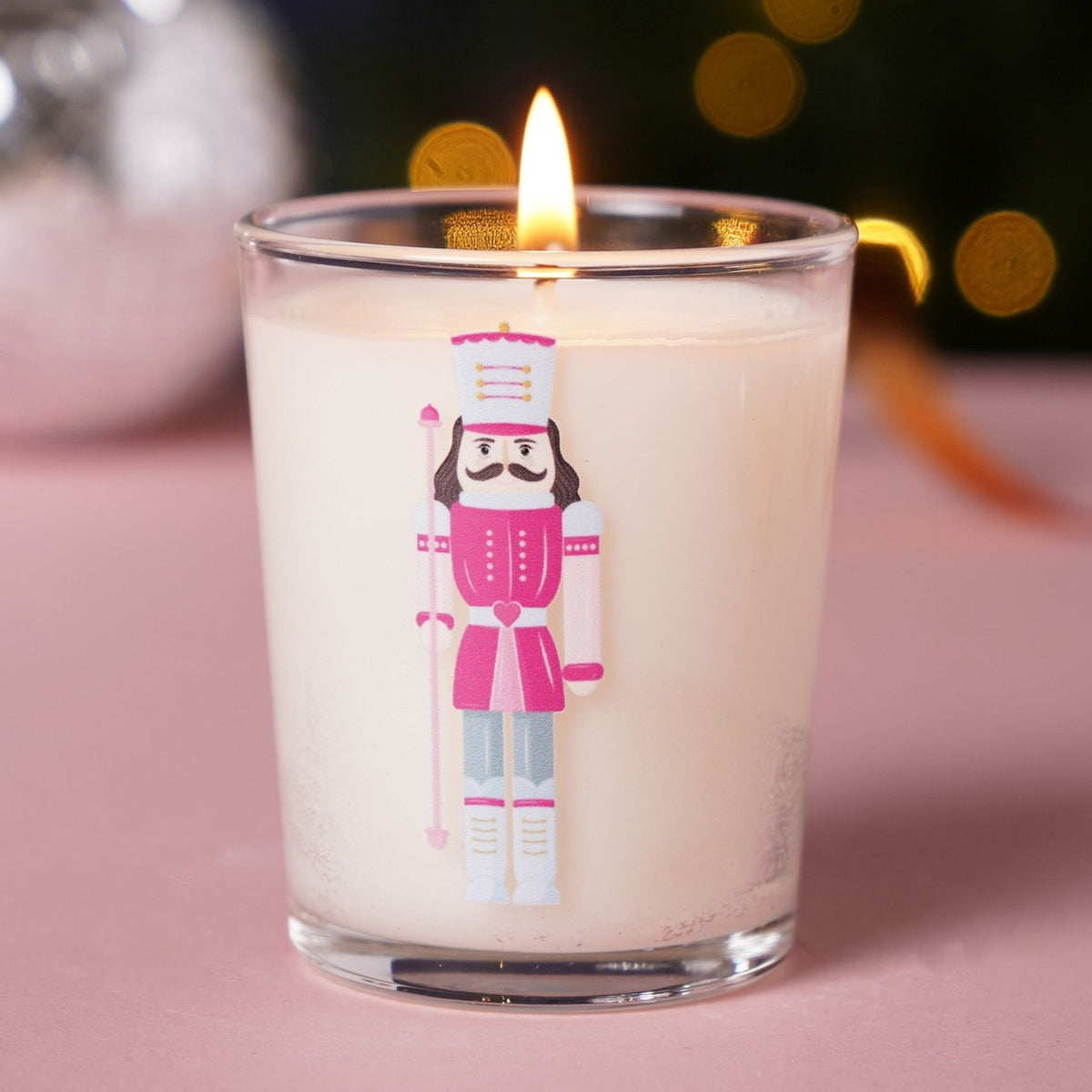 Nutcracker Clear Votive Scented Candle 10cl - White & Pink