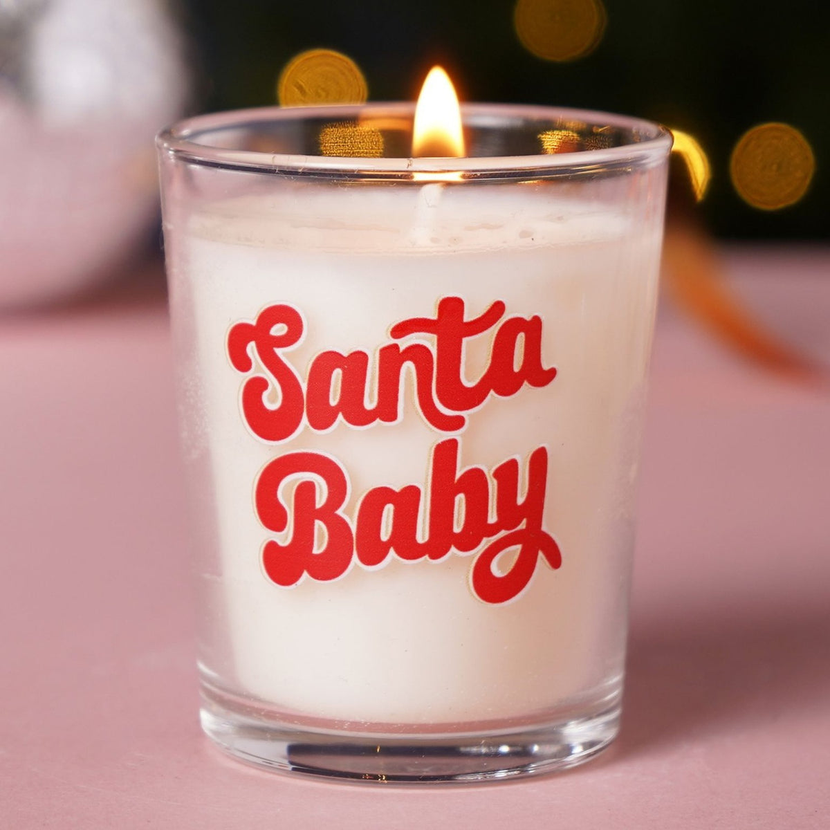 Santa Baby Clear Votive Scented Candle 10cl - Red & White