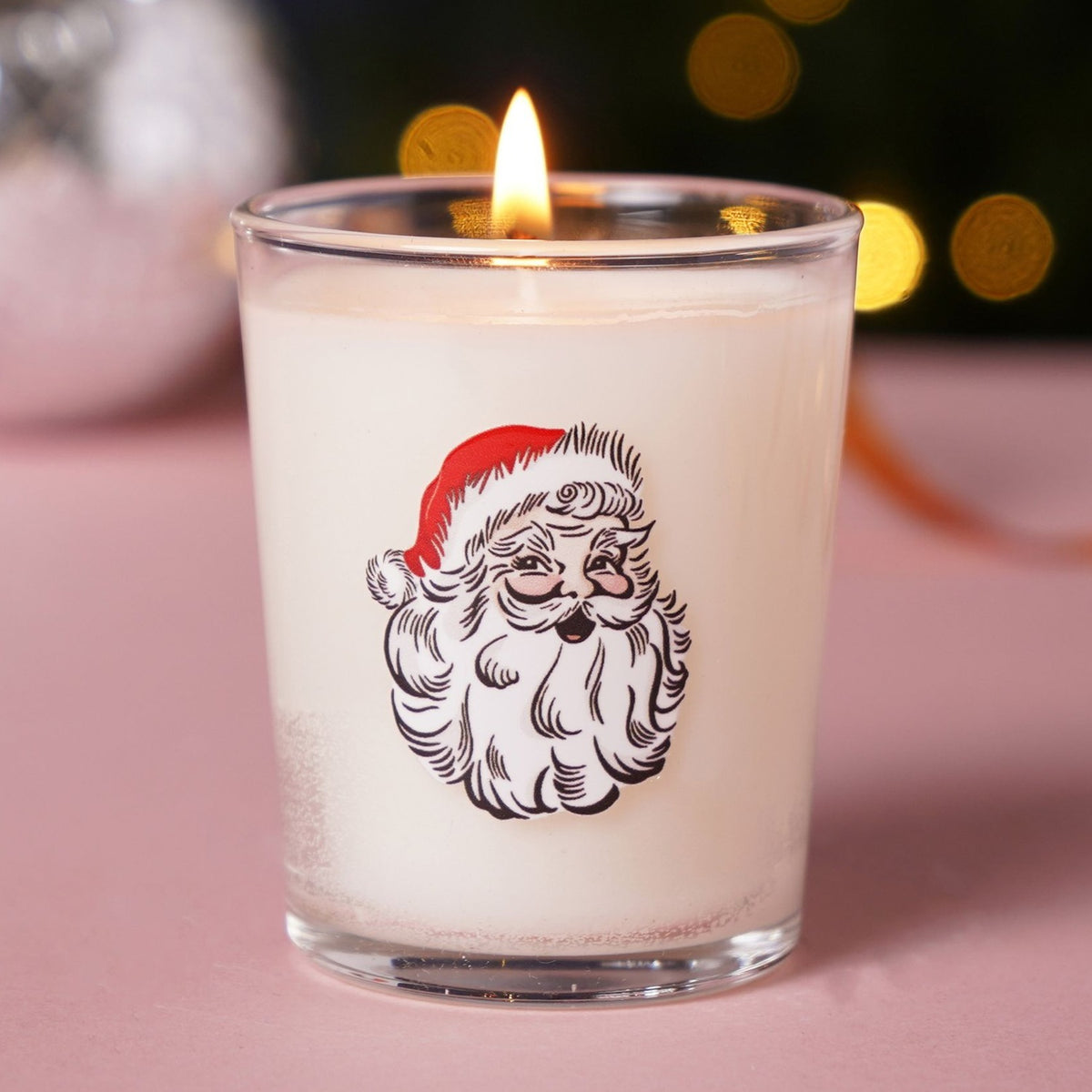 Santa Head Clear Votive Scented Candle 10cl - White & Red