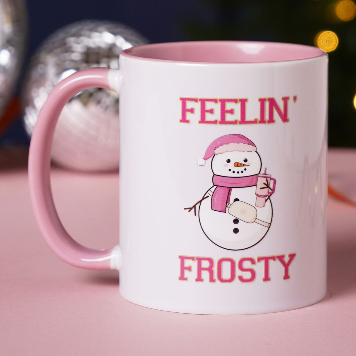 Feelin' Frosty Stoneware Mug 11oz with Coloured Inside - Pink