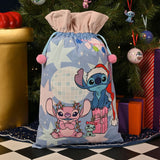 Stitch Christmas Present Sack with Pompom Drawstring - Blue