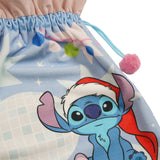 Stitch Christmas Present Sack with Pompom Drawstring - Blue