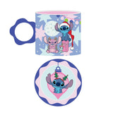 Stitch & Angel Christmas Porcelain Mug with Coaster Set - Blue