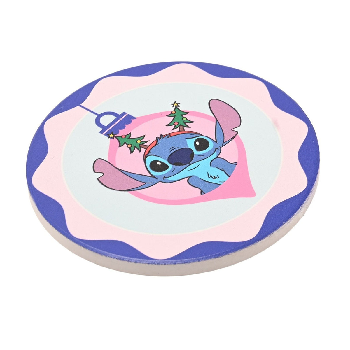 Stitch & Angel Christmas Porcelain Mug with Coaster Set - Blue