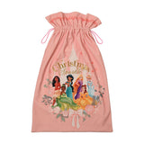 Christmas Sparkle Princesses Drawstring Present Sack - Pink