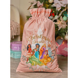 Christmas Sparkle Princesses Drawstring Present Sack - Pink