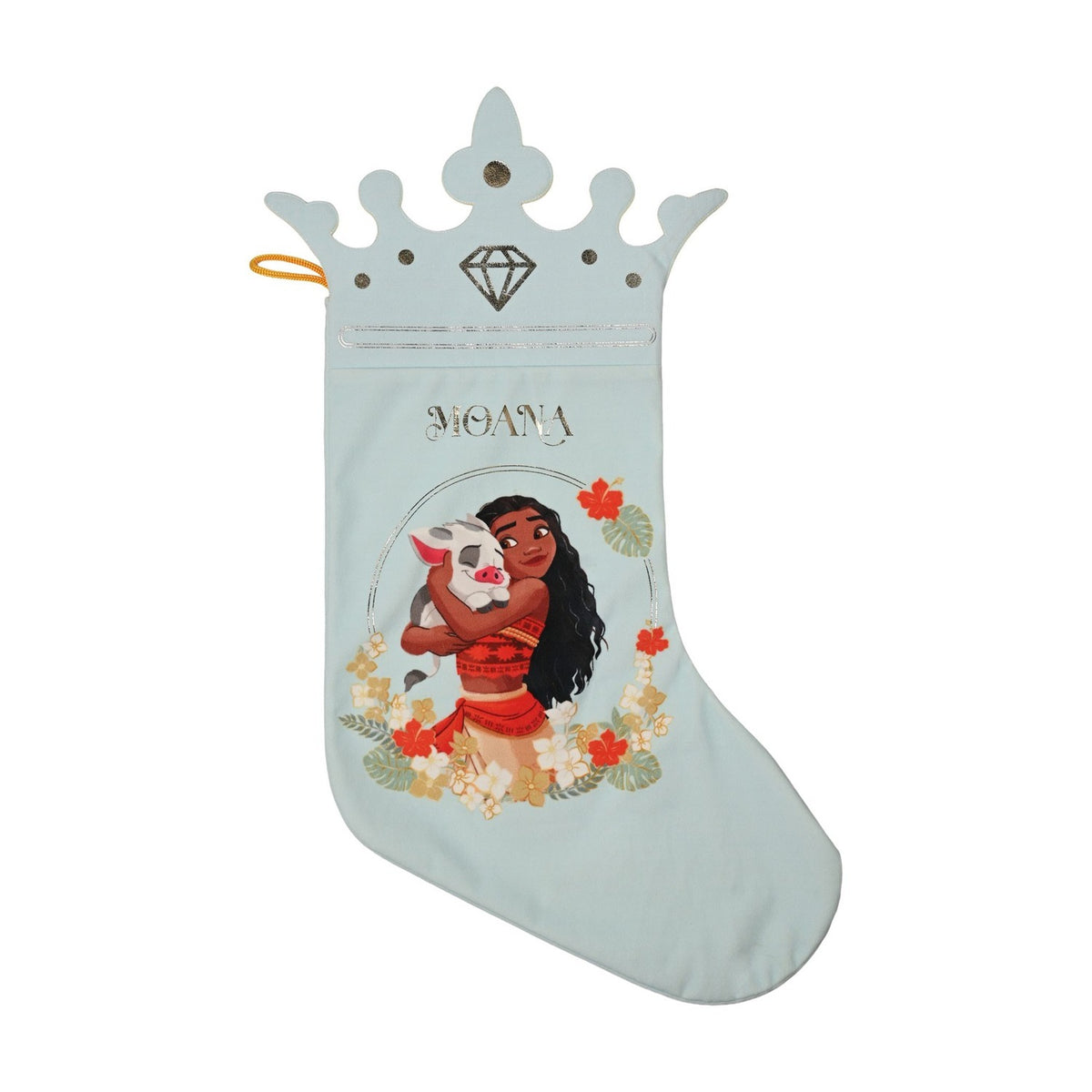 Moana Princess Crown Christmas Stocking with Loop - Blue