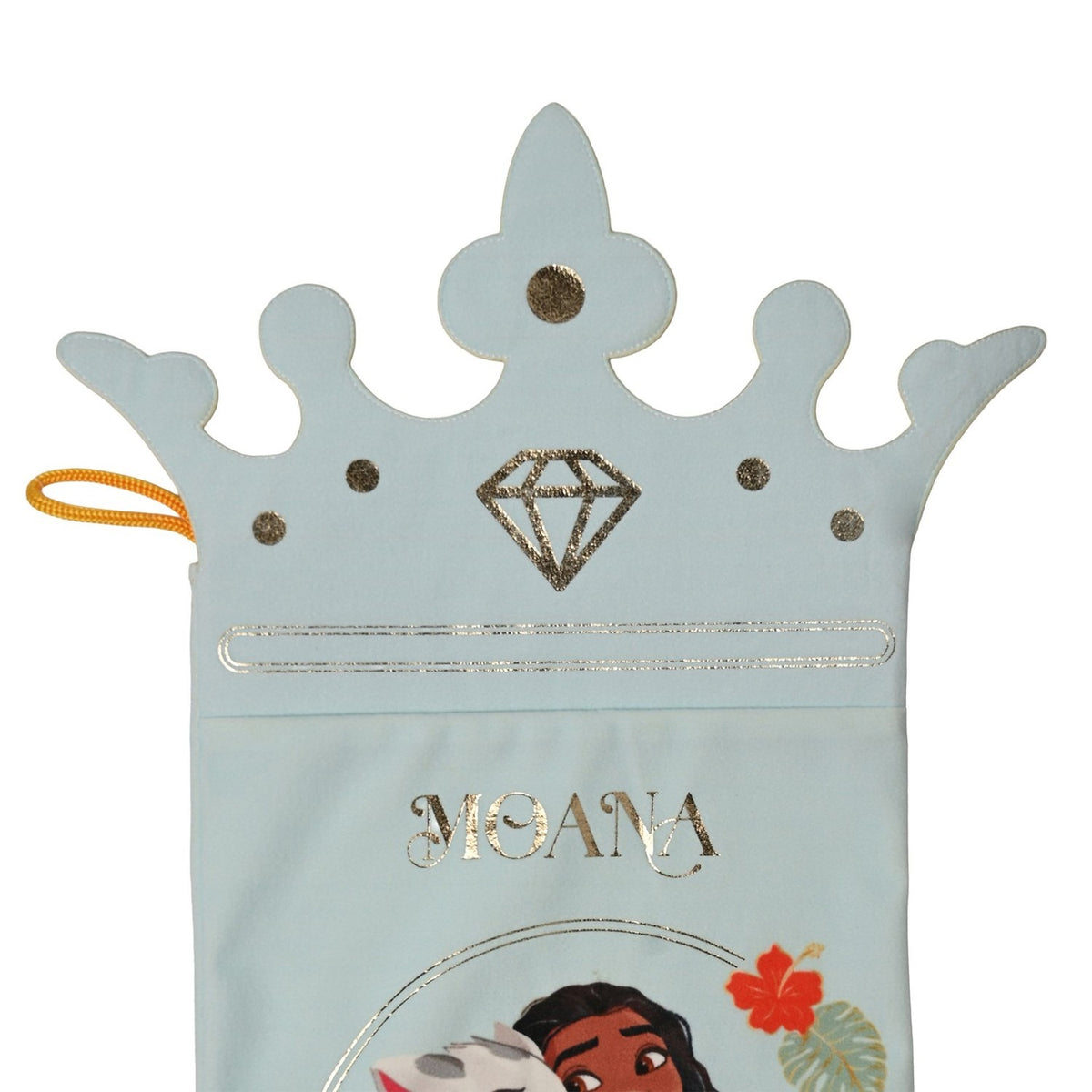Moana Princess Crown Christmas Stocking with Loop - Blue
