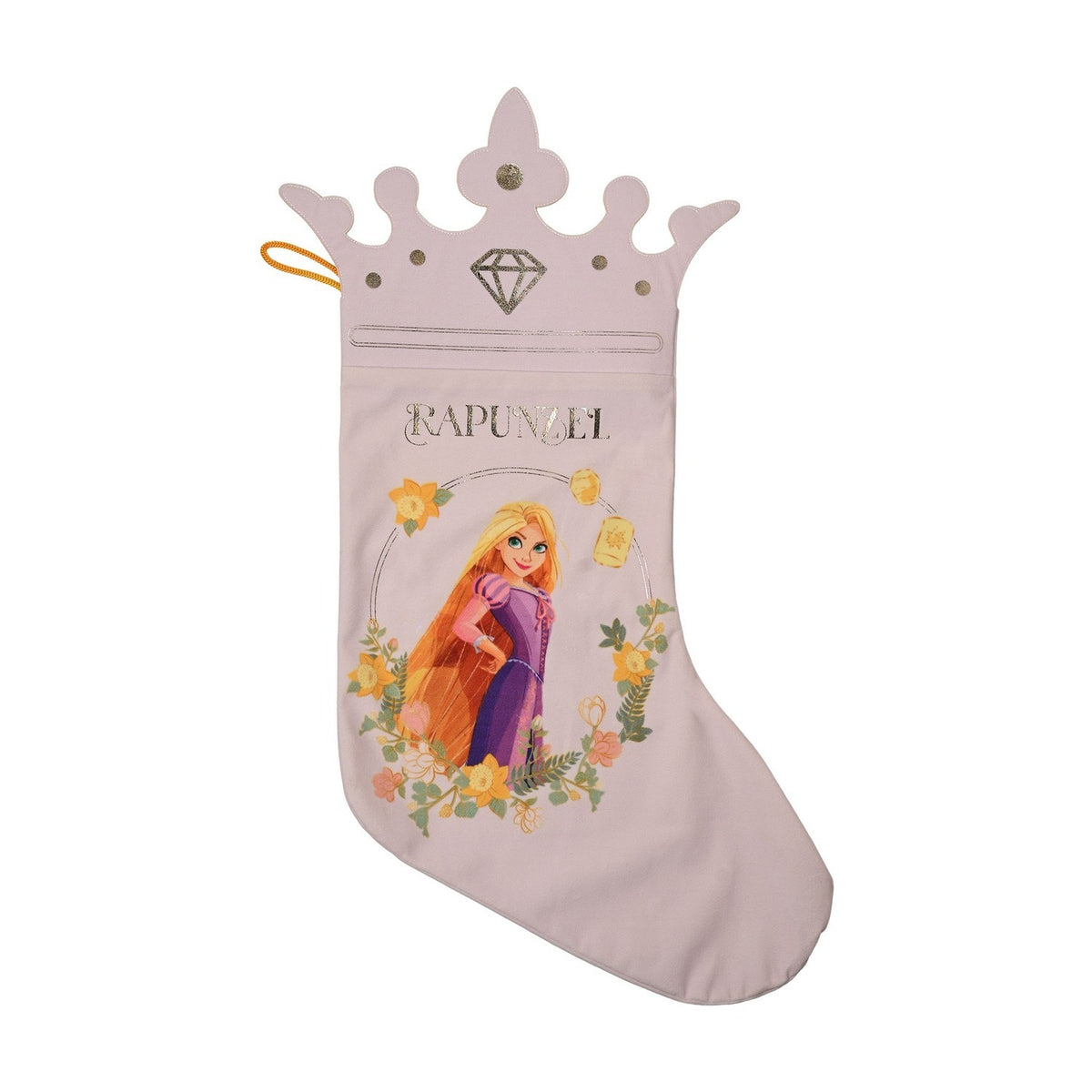 Rapunzel Princess Christmas Stocking with Crown Cuff - Pink