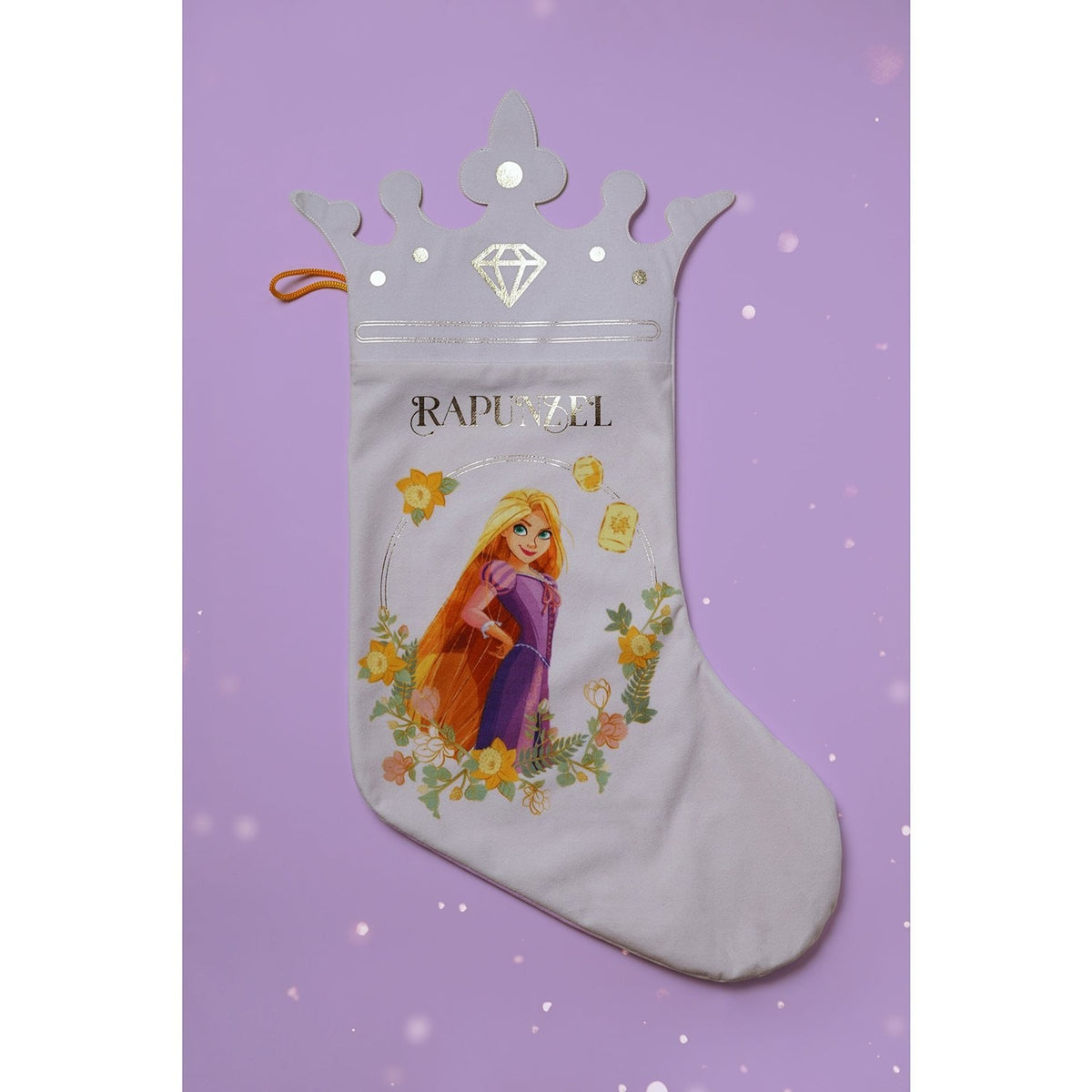 Rapunzel Princess Christmas Stocking with Crown Cuff - Pink