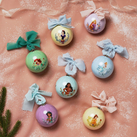 Set of 7 Princess Bauble Christmas Tree Decorations in Gift Box