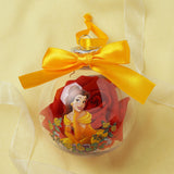 Belle Princess Christmas Bauble with Faux Flowers - Clear & Red