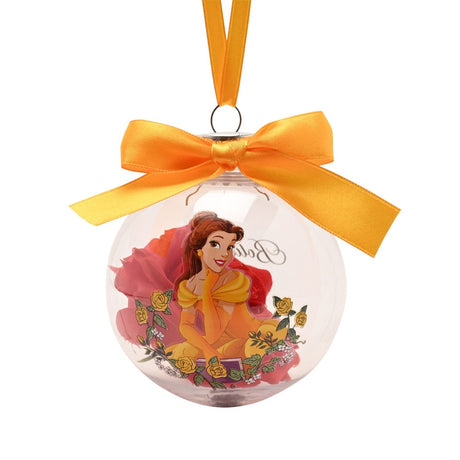 Belle Princess Christmas Bauble with Faux Flowers - Clear & Red