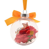 Belle Princess Christmas Bauble with Faux Flowers - Clear & Red