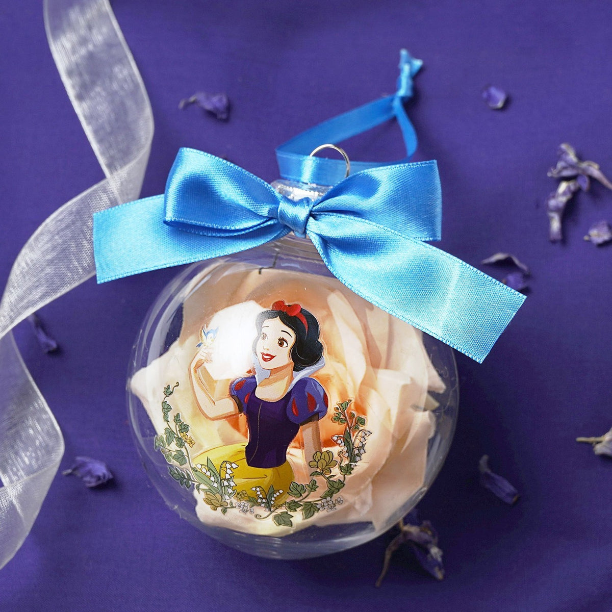 Snow White Princess Bauble with Faux Flowers - Clear & Blue